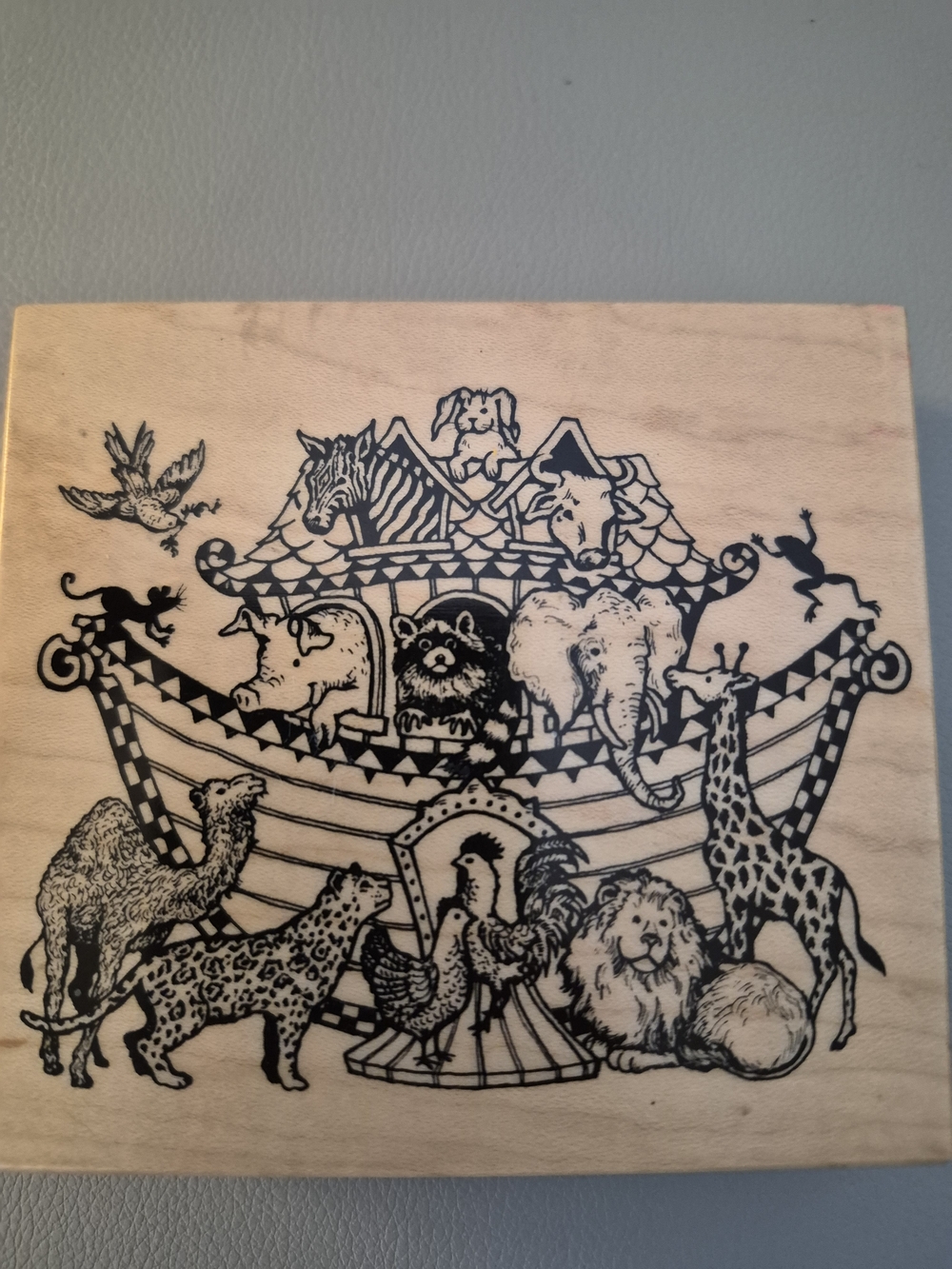 Source Unknown Black and White Noah's Ark Animal Art